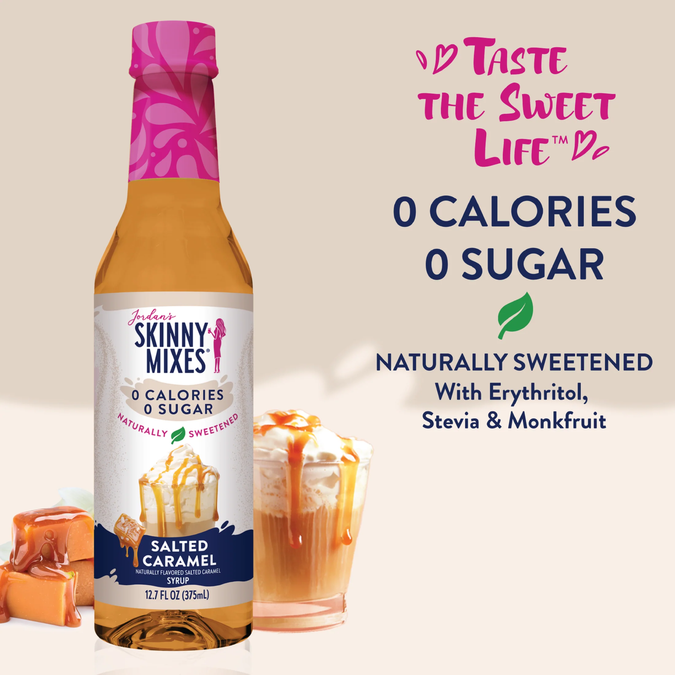 Naturally Sweetened Salted Caramel Syrup - 375ml - Image 3