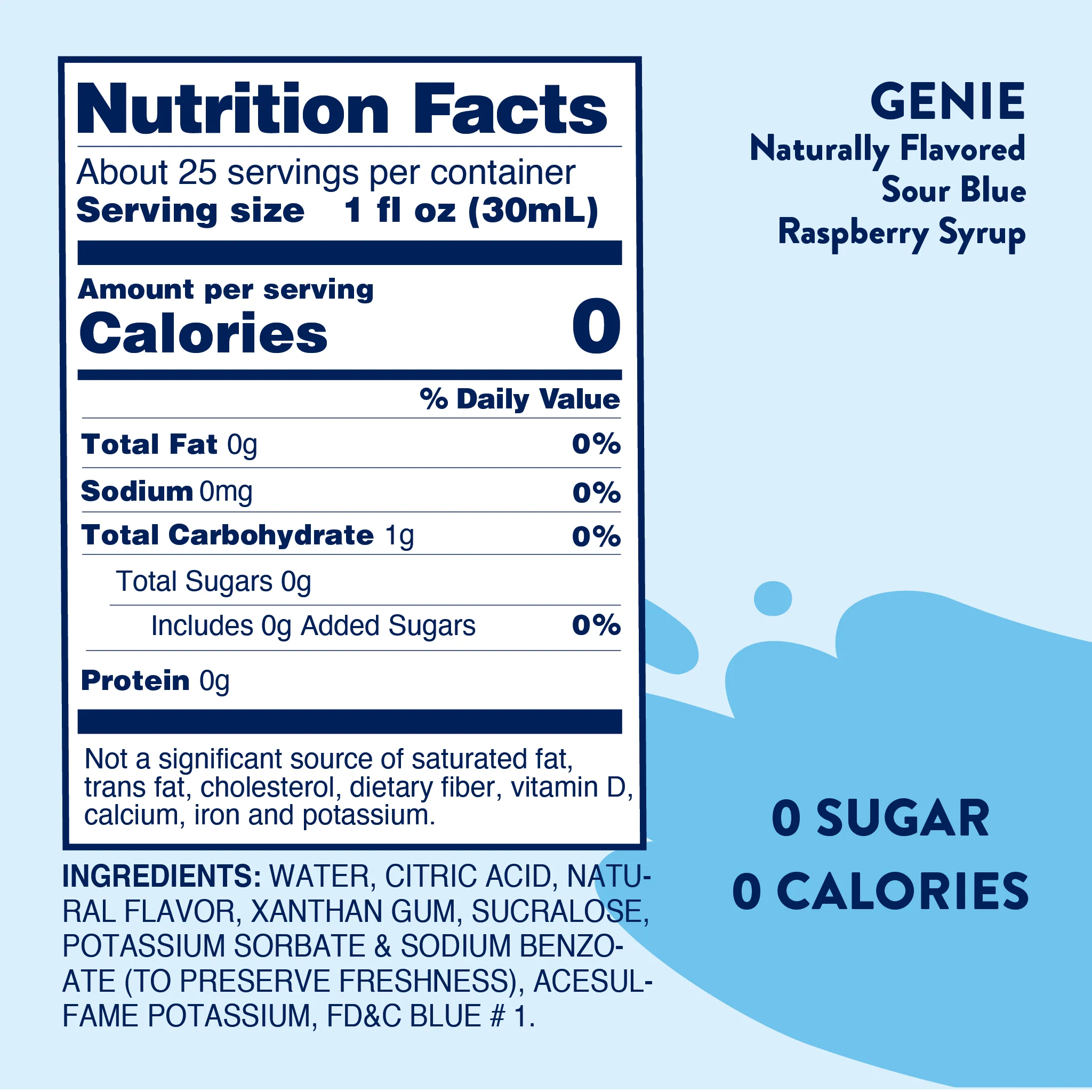 Sugar Free Genie™ Syrup -  Sugar Free Sour Blue Raspberry Syrup - Image 6